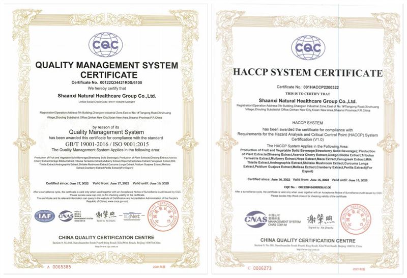 Qyherb va obtenir la certificació ISO9001 i HACCP